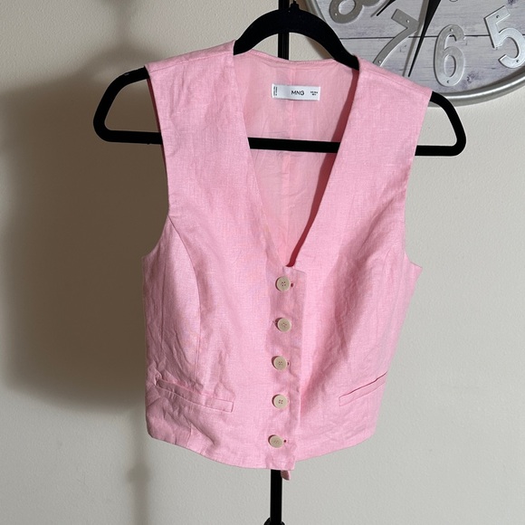 Mango Light Pink Sleeveless Button-Down Shirt - Picture 1 of 6